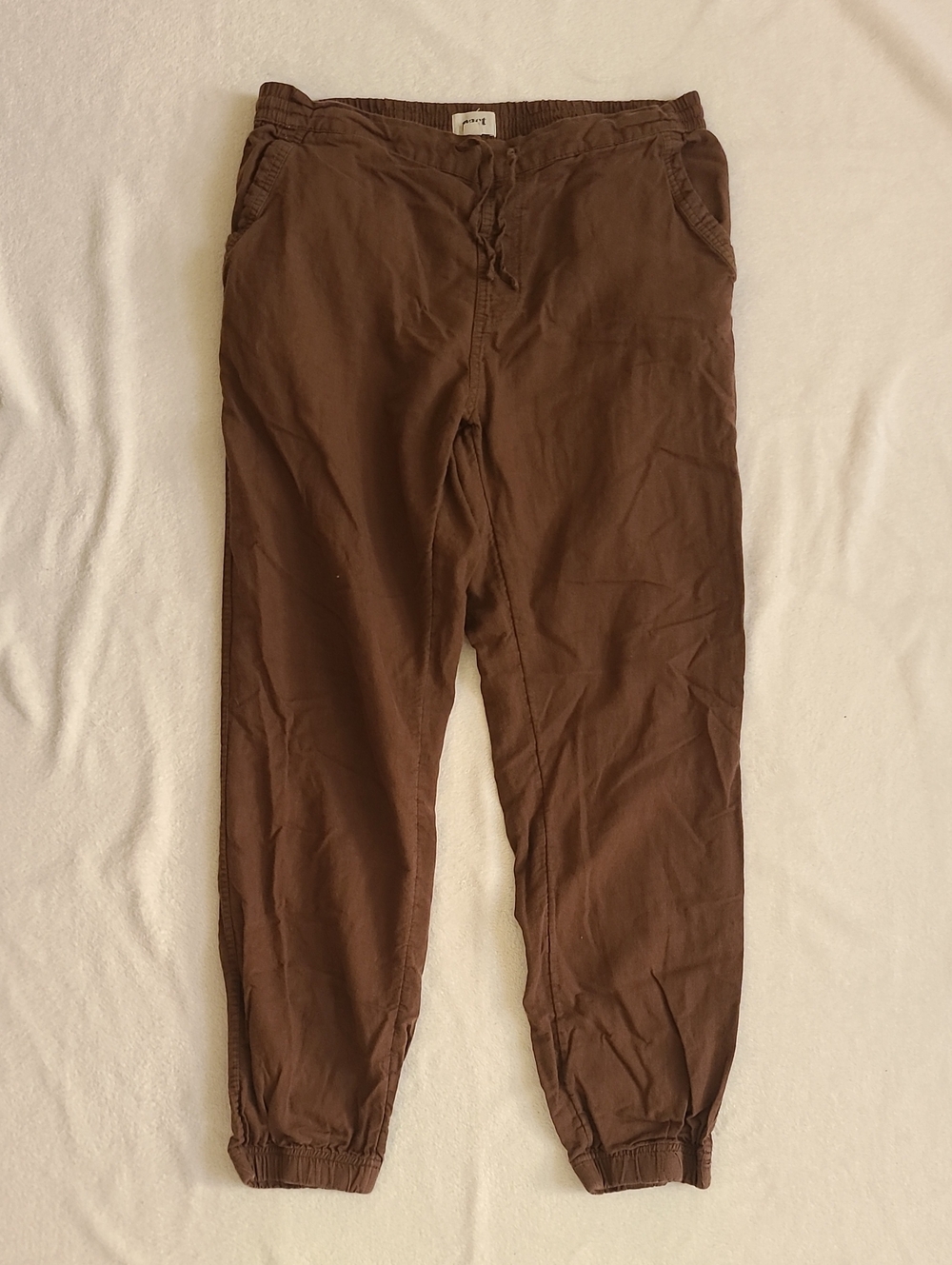 Pact Brown Organic Cotton Hemp Jogger Pants Large Pull On Coastal Breathable